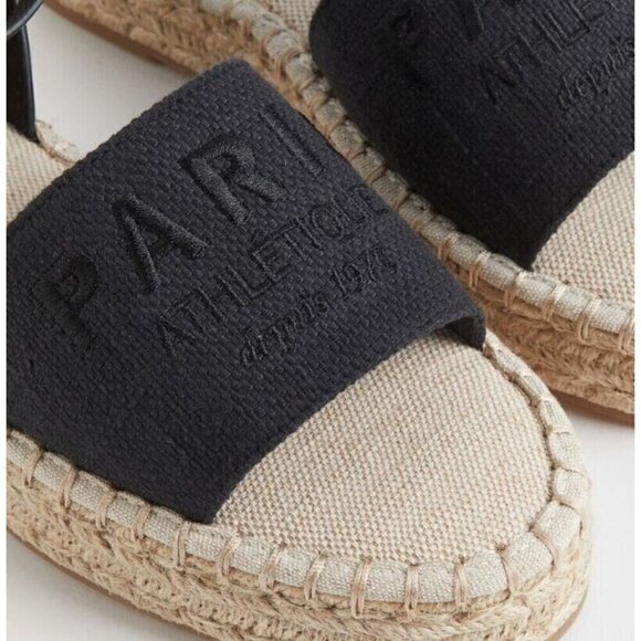 H&M Paris Espadrilles Black Jute Sandals Ankle Strap Women's 38 (7 US) - Picture 2 of 5